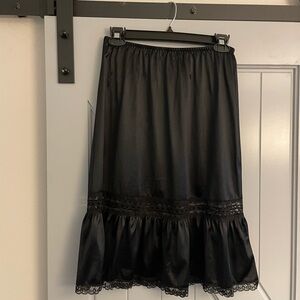 Vintage Elegant Black Lace Trim Skirt